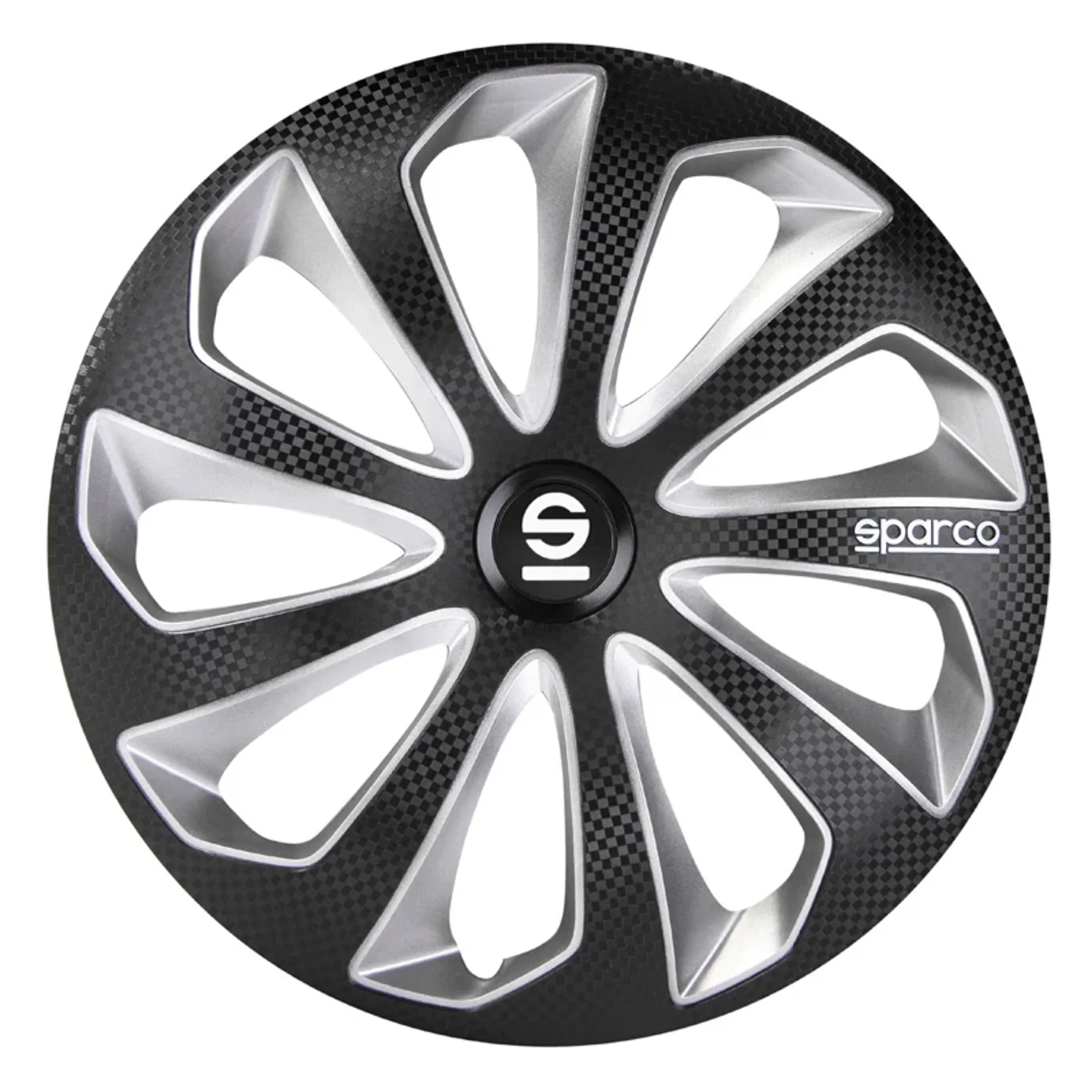 Sparco Tapas de Llanta Sicilia 16 pulgadas Negro Plata Carbono - 4 piezas