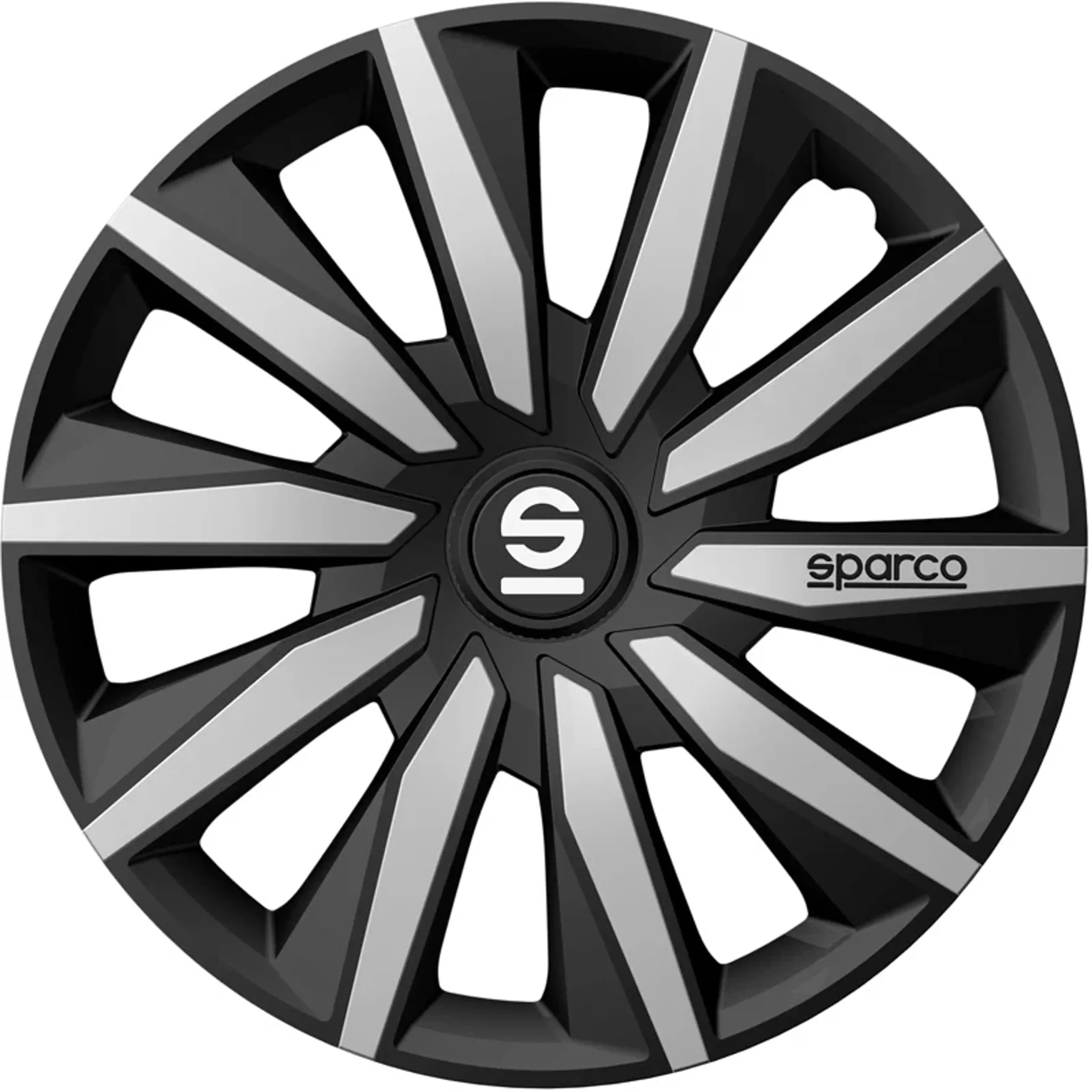 Sparco Tapas de Llanta Milano 16 pulgadas Negro Plata - 4 piezas
