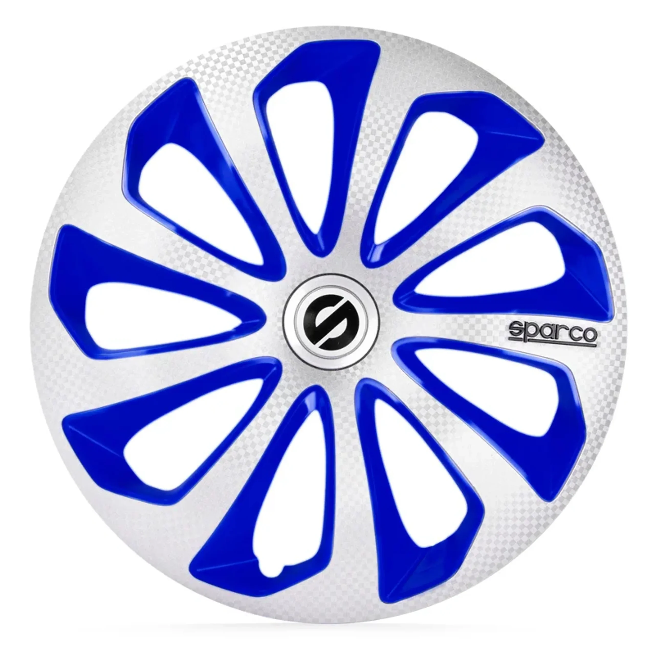 Sparco Tapas de Llanta Sicilia 15 pulgadas Plata Azul Carbono - 4 piezas