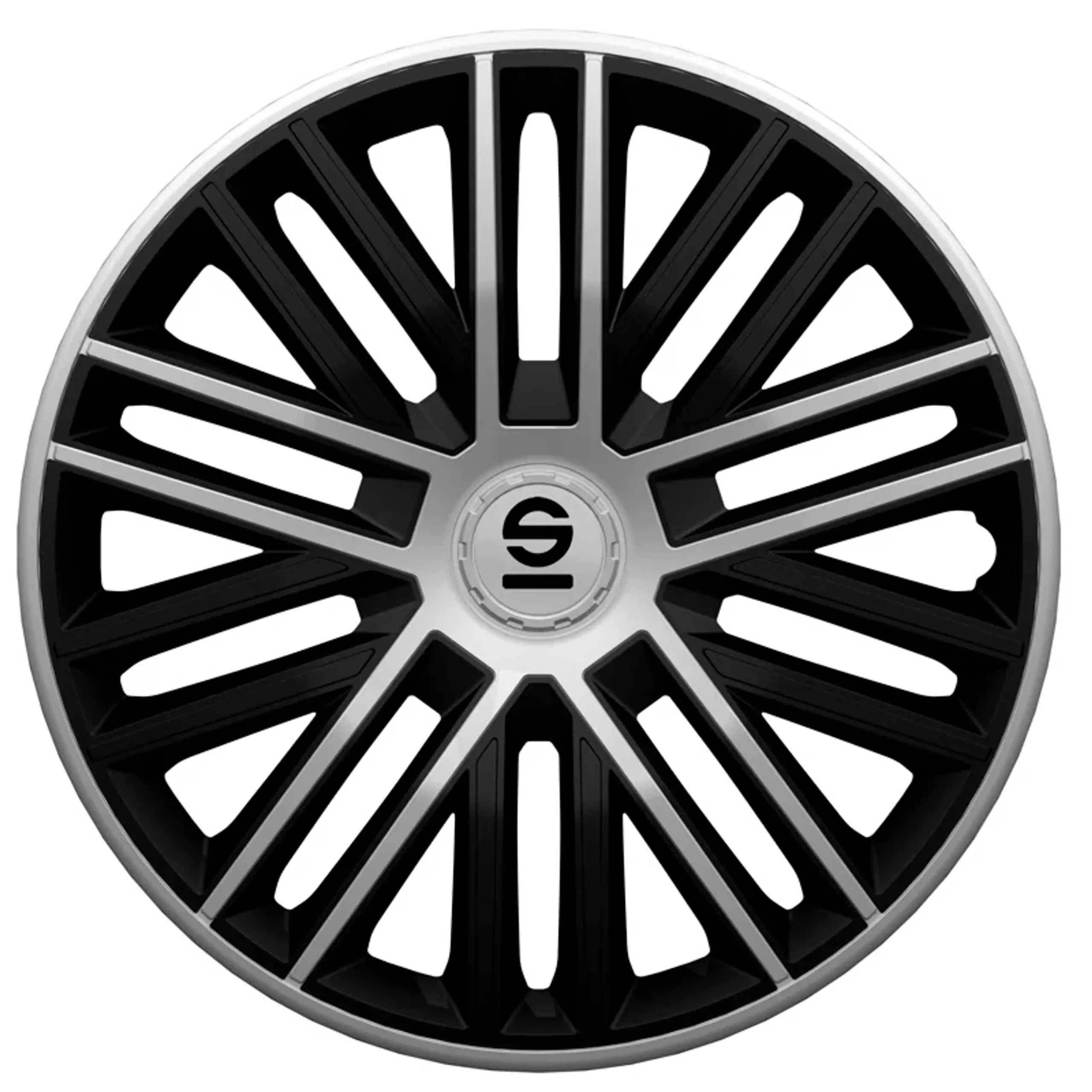 Sparco Tapas de Llanta Bergamo 14 pulgadas Negro Plata - 4 piezas