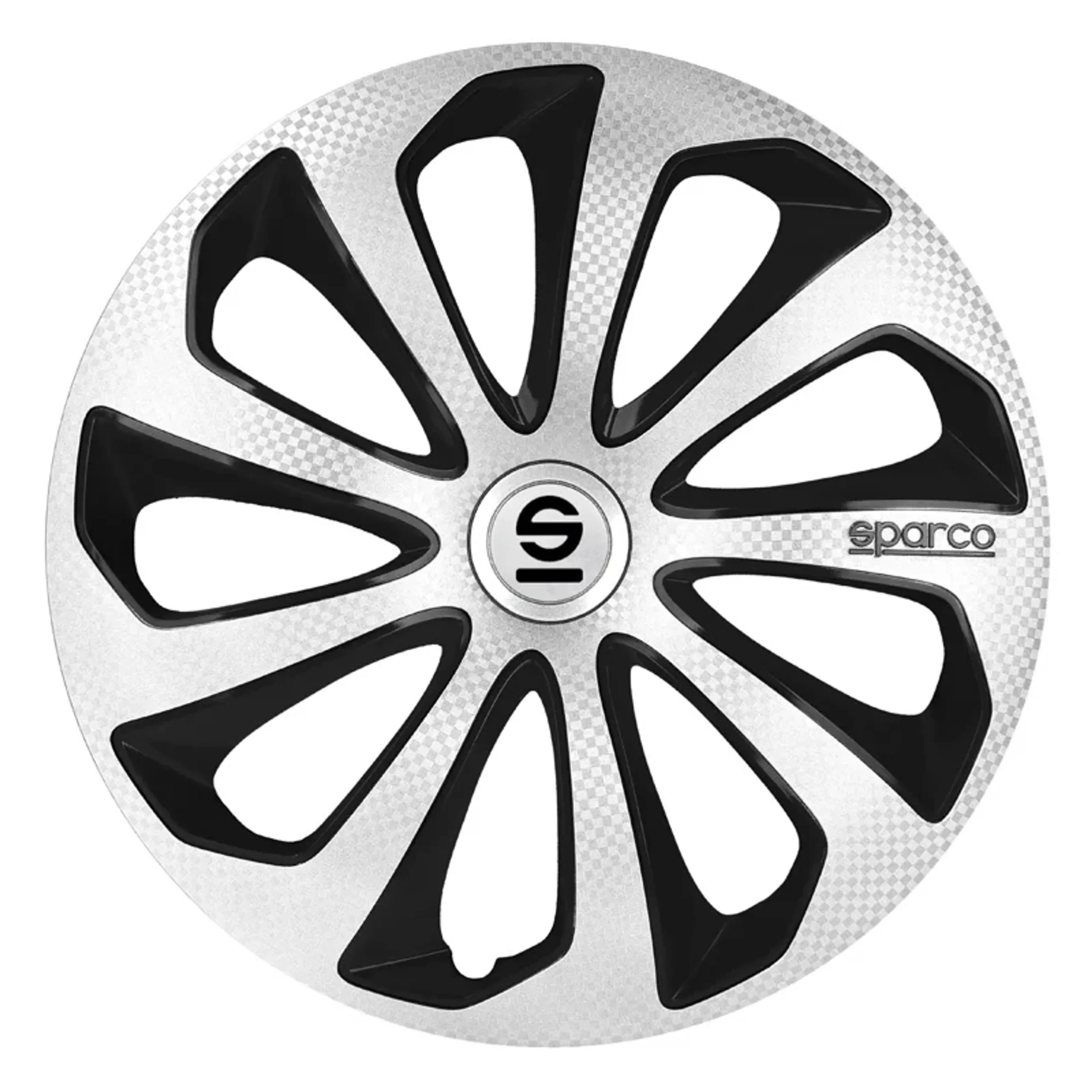 Sparco Tapas de Llanta Sicilia 15 pulgadas Plata Negro Carbono - 4 piezas
