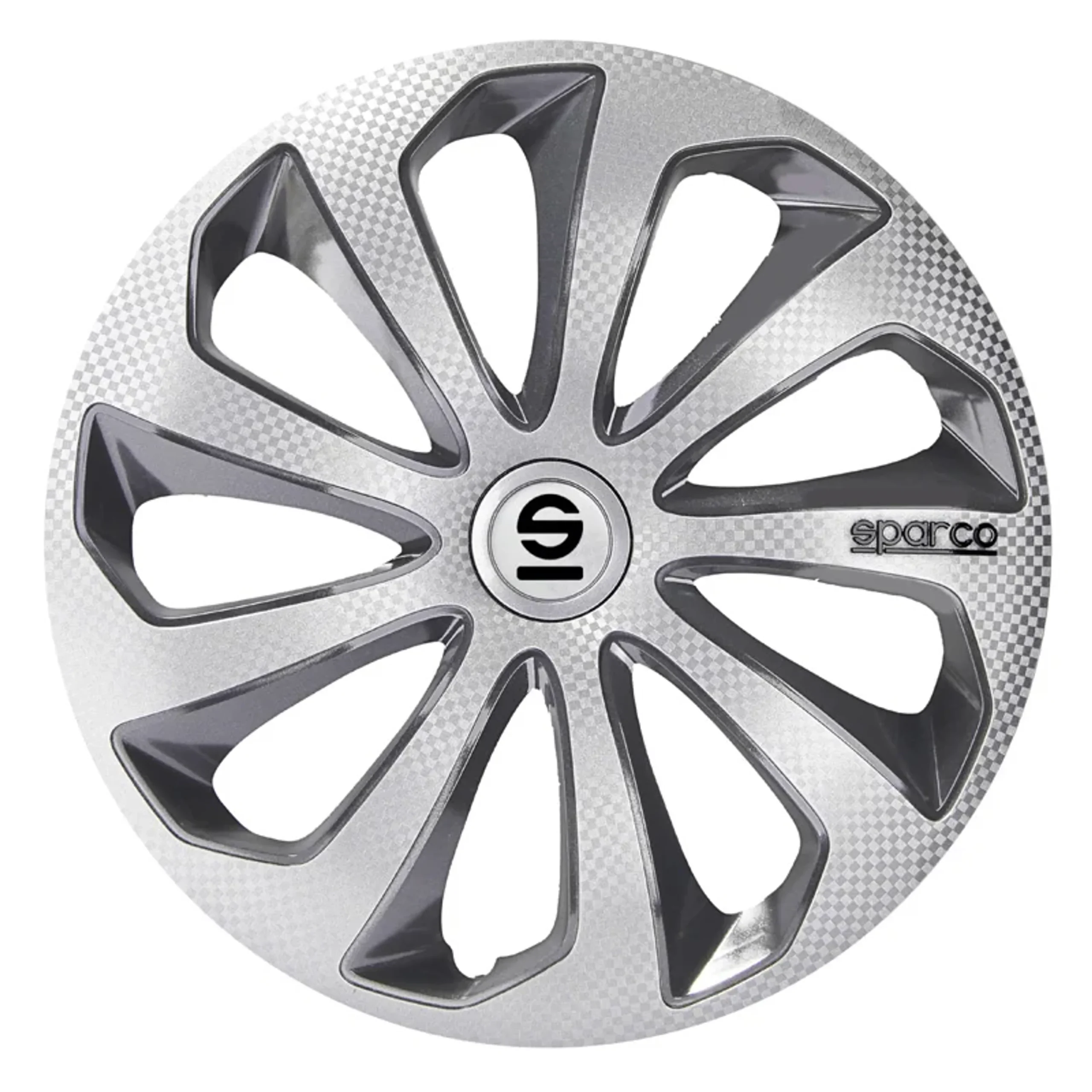 Sparco Tapas de Llanta Sicilia 16 pulgadas Plata Gris Carbono - 4 piezas
