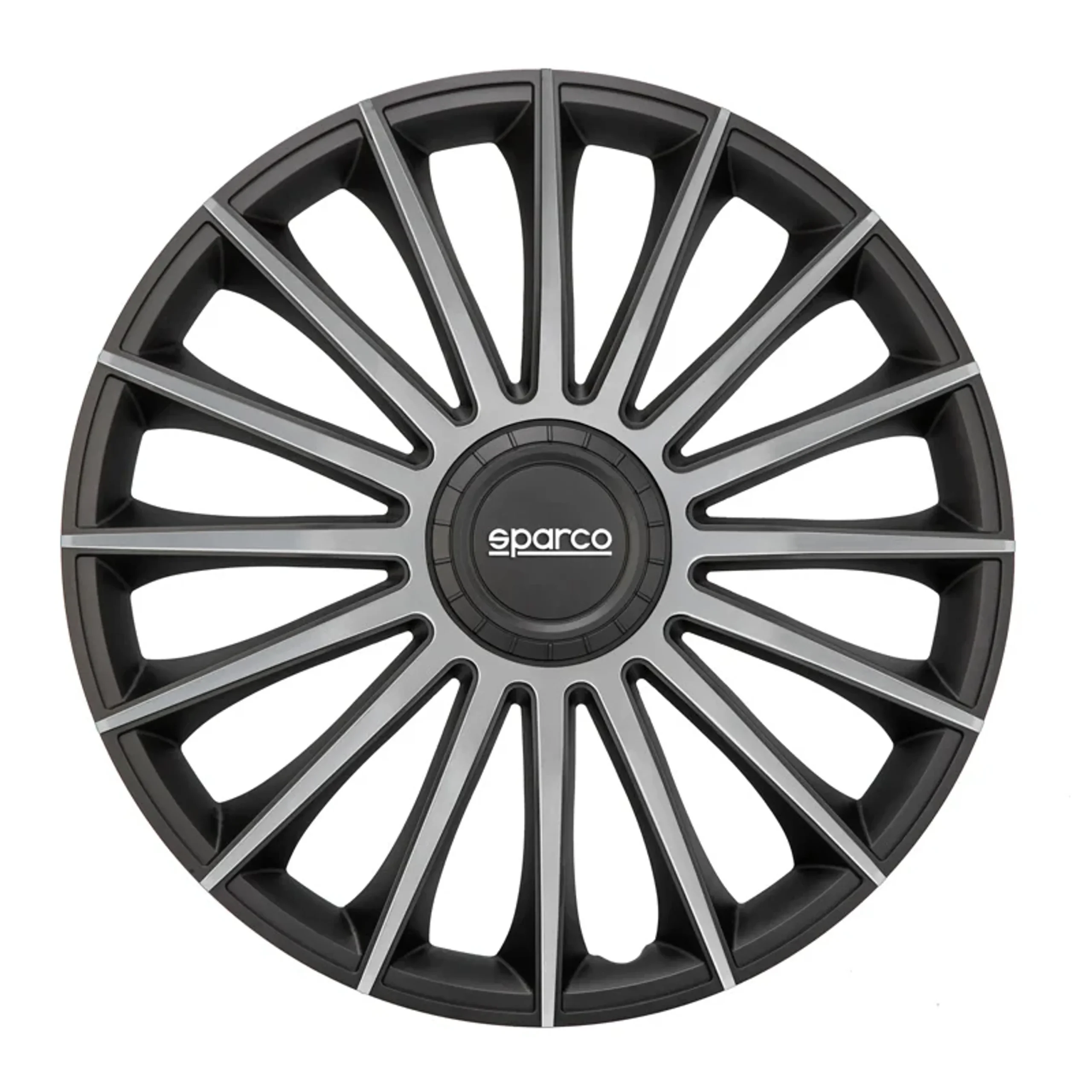 Sparco Tapas de Llanta Treviso 16 pulgadas Negro Plata - 4 piezas