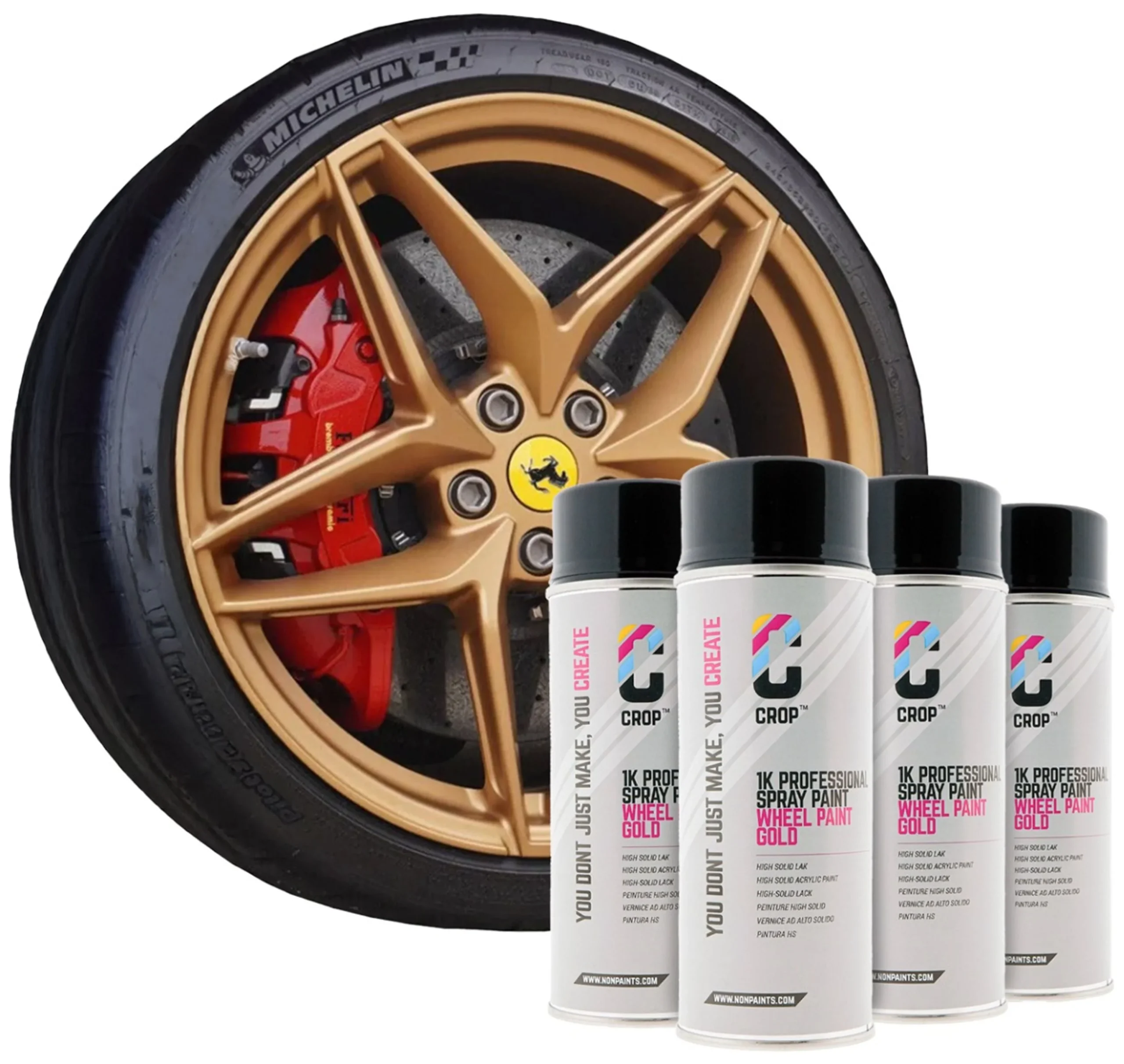 CROP Pintura para llantas Oro Aerosol - Set de 4x 400 ml