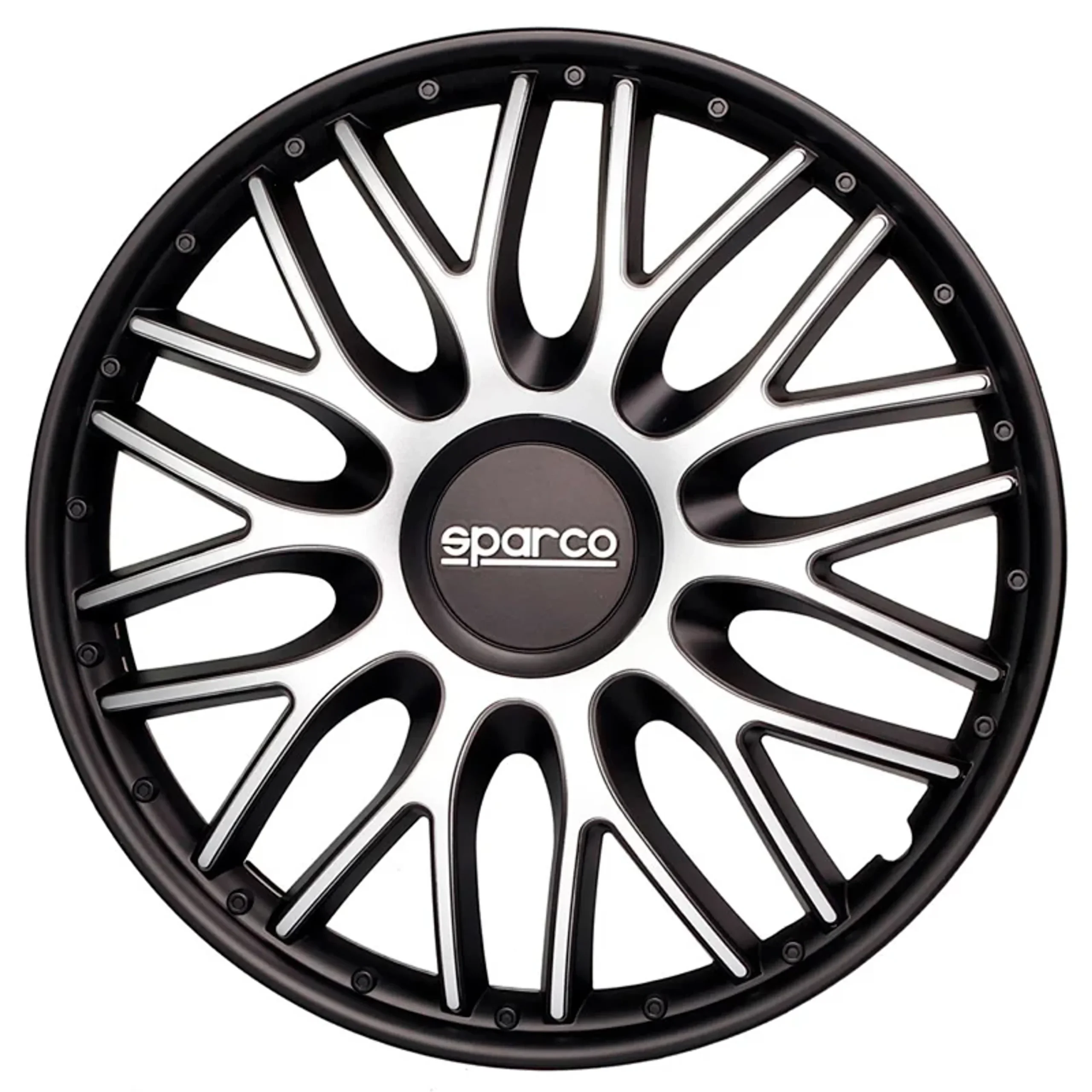 Sparco Tapas de Llanta Roma 16 pulgadas Plata Negro - 4 piezas