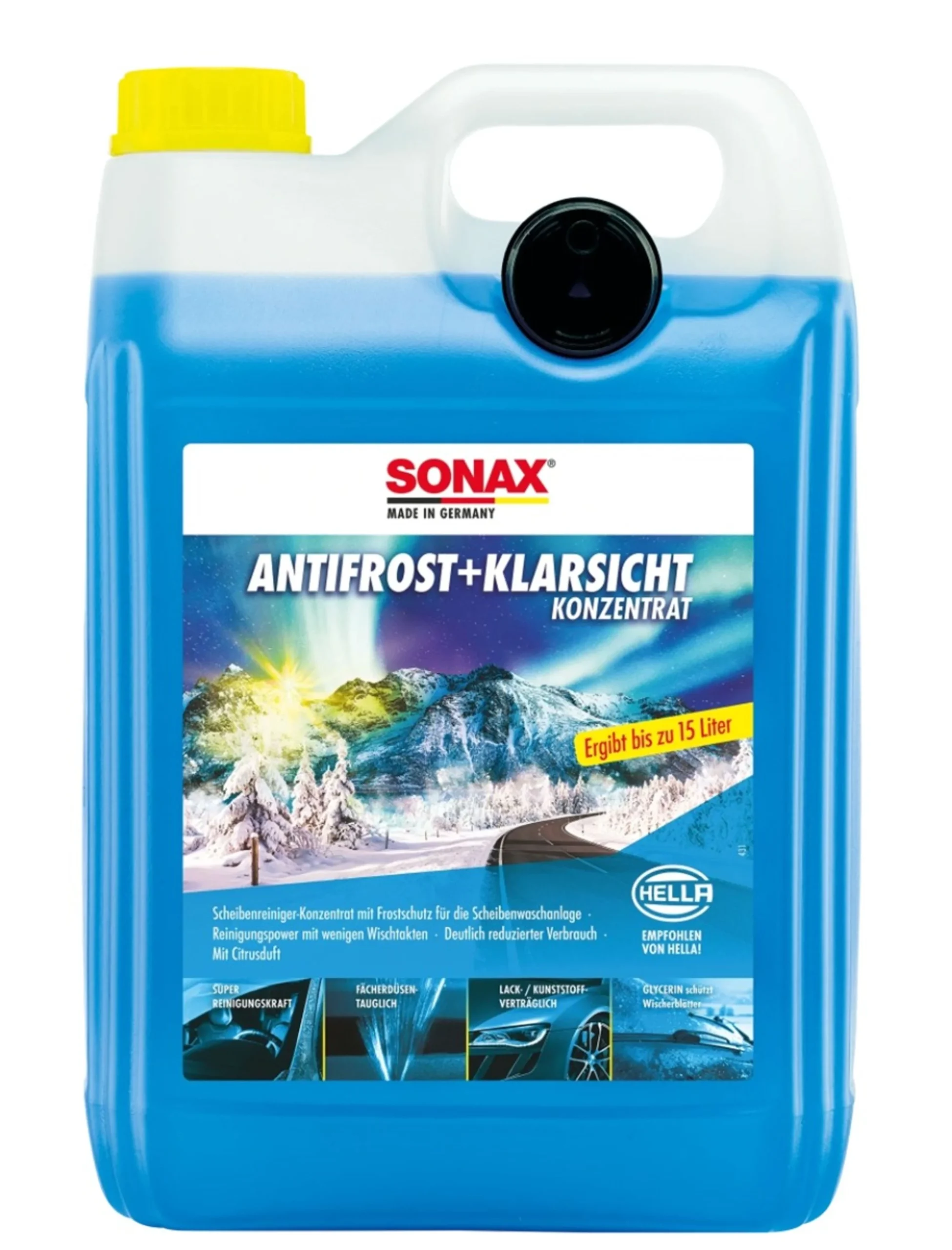 SONAX Líquido Limpiaparabrisas Anticongelante Concentrado Invierno -50°C - Bidón 5 litros