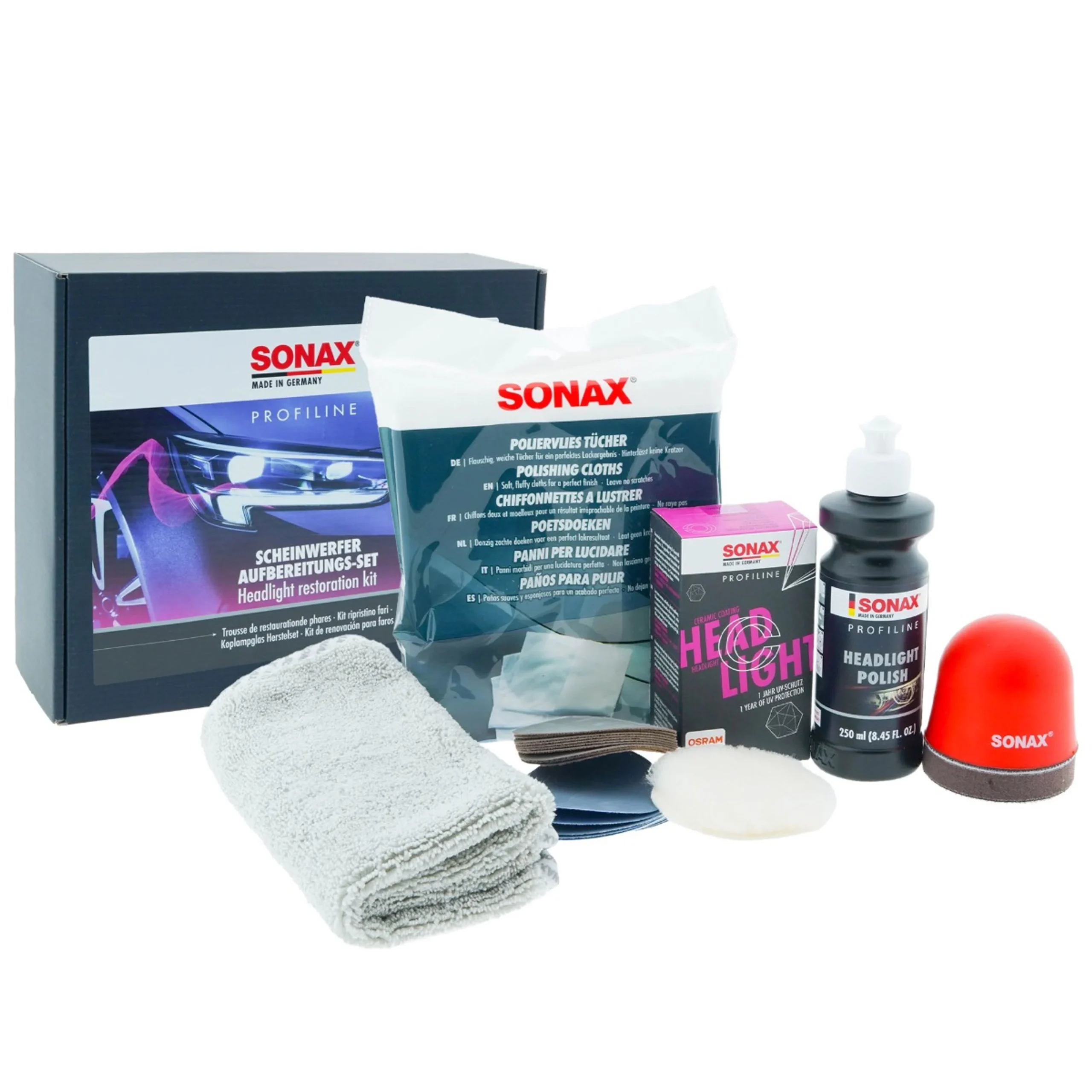 SONAX PROFILINE Kit de Reparación de faros 26 piezas
