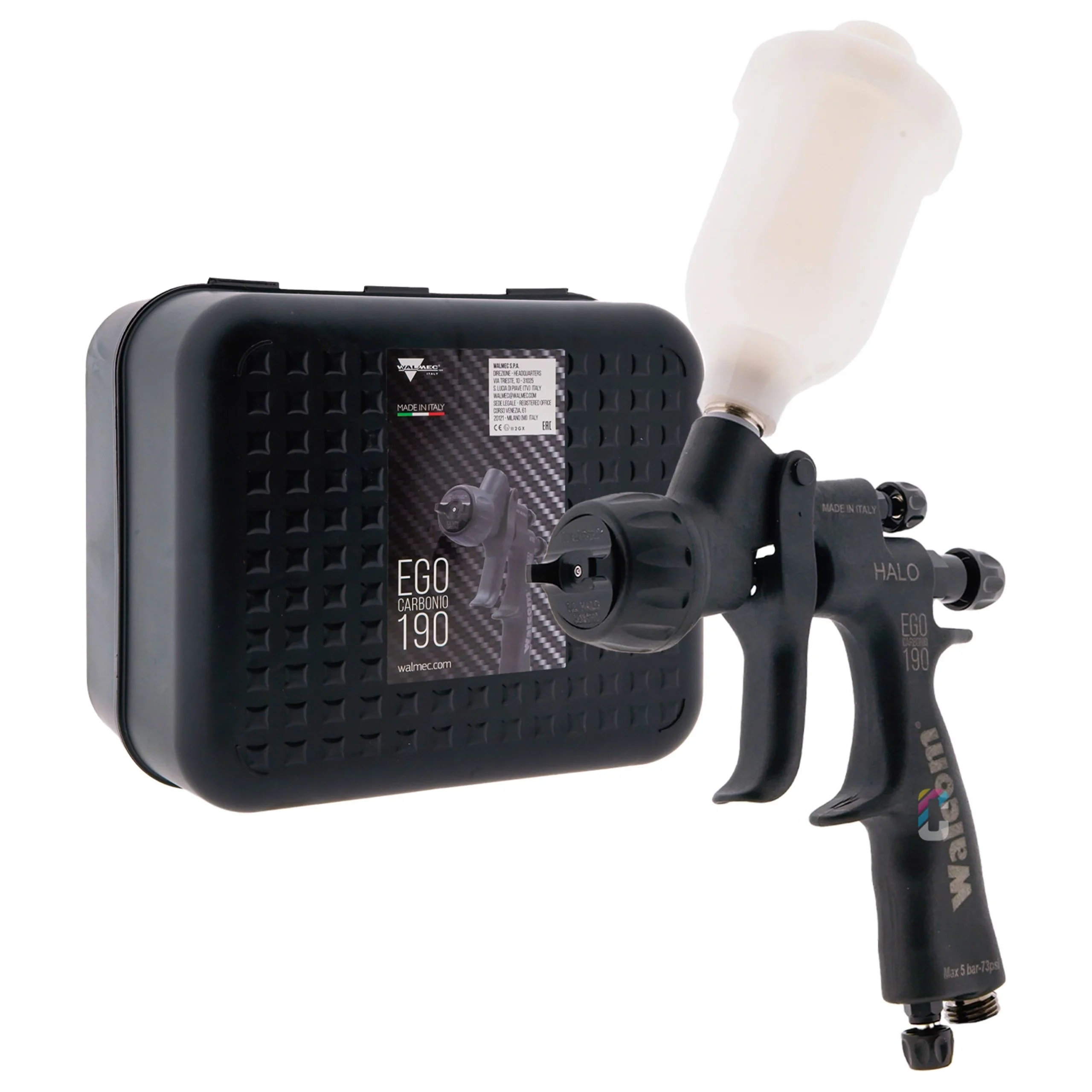 Walcom Carbonio 190 HALO Mini Pulverizador de Pintura + Copa Superior