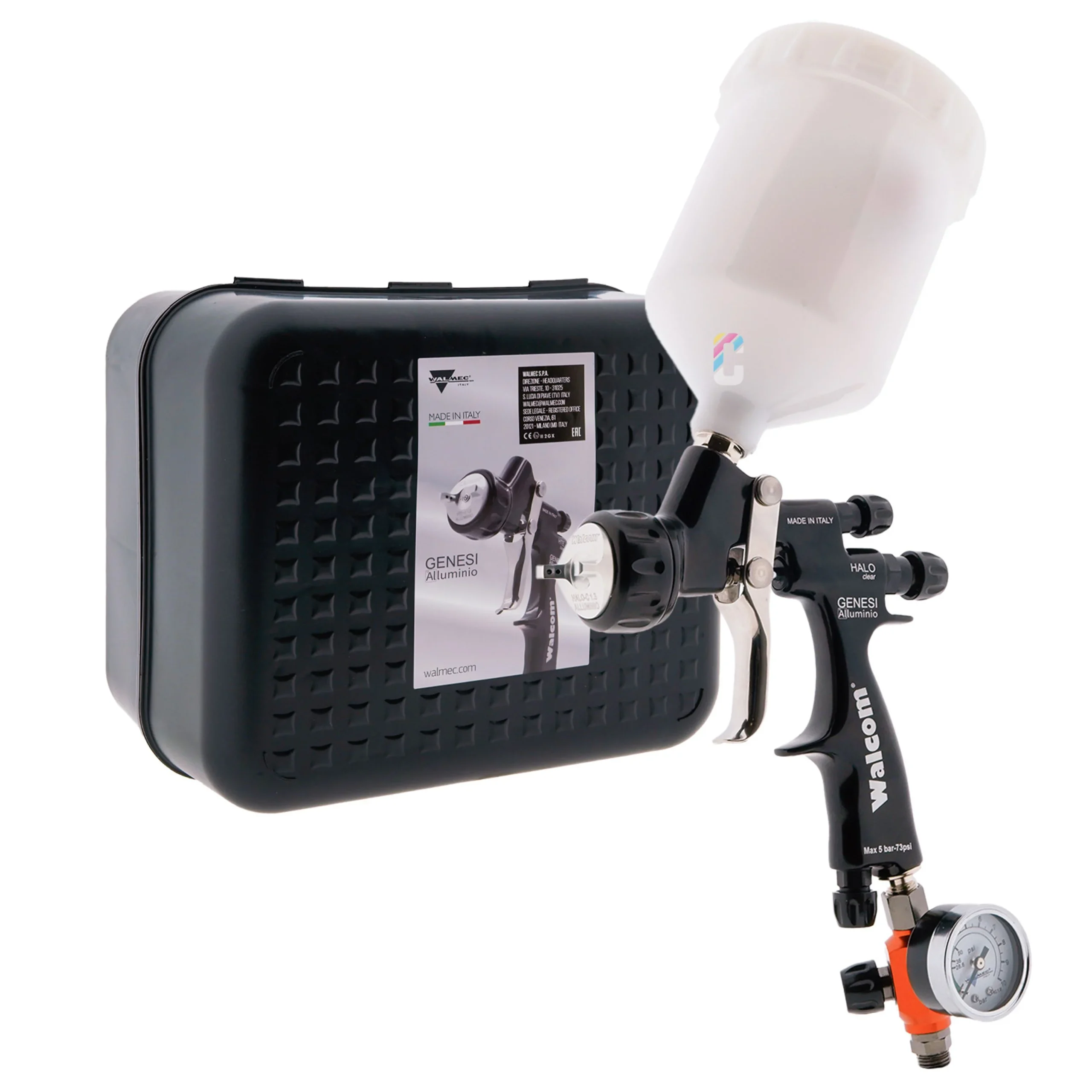 Walcom Alluminio HALO Clear Pulverizador de Barniz + Copa Superior