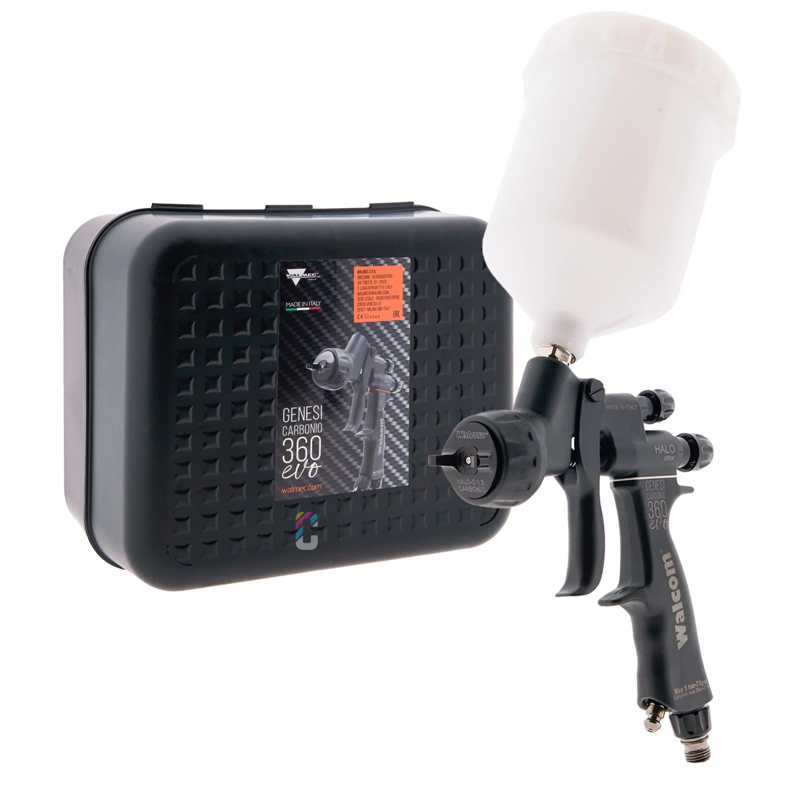 Walcom Carbonio 360 Evo HALO Clear Pulverizador de Barniz + Copa Superior